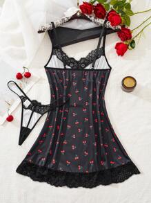Set de 2 piezas de lencería con camisón y bata sexy para mujer