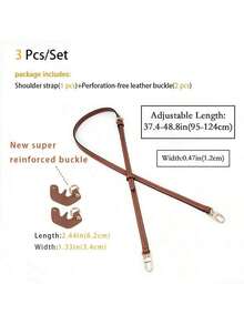 2025款真皮转换扣钱包肩带替换件，可调节斜挎肩带，无需打孔，迷你手提包 - 棕色 - 查看 4