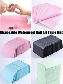 Disposable Pink Nail Art Table Mat 3 Lays Waterproof Clean Paper Foldable Multifunction Beauty Tattoo Dental Drapes Waterproof Tablecloth Cleaning Manicure Napkins Manicure Supplies