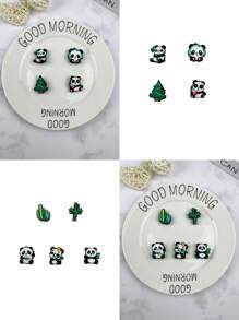 9pcs/Set Panda Cartoon Pattern Sandal Accessories Decorative DIY Decoration Kit, Suitable For Beach, Holiday, Birthday Gifts