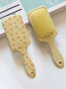 1 pieza Cepillo de pelo con cojín de aire con estampado de mariposa y flor, peine ancho de dientes para masaje y alisado del cabello, lindo accesorio y herramienta de peinado para mujeres/estudiantes - Multicolor - Ver 5