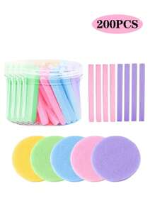 200pcs Compressed Facial Cleansing Sponges - Made Of Synthetic Cellulose Fiber, Breathable, Soft And Comfortable, No Irritating Chemicals Or Odor, Safe And Gentle On Skin. Lightweight, Compressed Into Stick Shape For Easy Portability, Expands Into Round Shape When Soaked In Water. Suitable For Daily Life, Travel, Gathering, Office, Camping, Etc. Can Also Be A Perfect Gift Choice For Women.