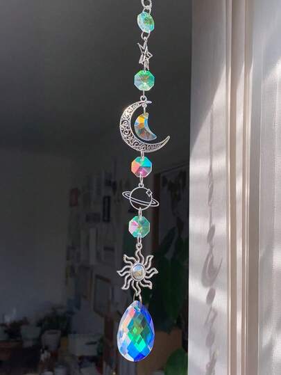 1pc Plant Protection Bird Repellent Hanging Decor, Outdoor Yard Garden Decoration, Stars Moon Flowers Dreamcatcher