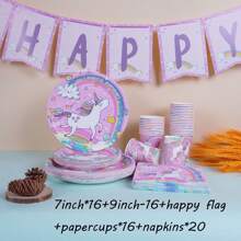 69/10/Set, Rosa Einhorn Themen Party Zubehör, Einwegteller, Pappteller. Beinhaltet 18 cm Teller, 23 cm Teller, Pappbecher und Servietten-Sets. Geeignet für 16 Personen, Picknick-Zubehör, Geburtstags-Partys, Camping, Dekoration und Feierlichkeiten. Party-Geschenke, Bridal-Shower, Restaurant-Dekorationen, Küchenutensilien, Rosa, Einhörner, Süß