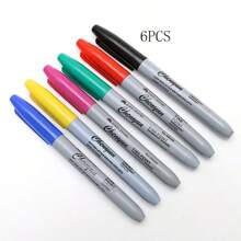 12pcs Fine Tip Black Permanent Marker Pens, Assorted Color Markers Suitable For Office, School And Craft Projects