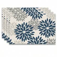A Set Of 4/6pcs Spring And Summer Placemats Designed With Colorful Spring Flower Patterns, Woven From 100% Polyester Fiber, Machine Washable Polyester Placemats With Multiple Color Patterns To Choose From, Heat-Resistant, Stain Resistant, Waterproof, Easy To Clean, Suitable For Coffee Table Decoration, Holiday Party Decoration, Table Protection, Kitchen And Living Room Decoration
