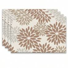 A Set Of 4/6pcs Spring And Summer Placemats Designed With Colorful Spring Flower Patterns, Woven From 100% Polyester Fiber, Machine Washable Polyester Placemats With Multiple Color Patterns To Choose From, Heat-Resistant, Stain Resistant, Waterproof, Easy To Clean, Suitable For Coffee Table Decoration, Holiday Party Decoration, Table Protection, Kitchen And Living Room Decoration