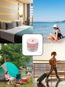 5g Mini Portable Loose Powder And Honey Powder Packaging Box, With Isolated Sieve Holes And Powder Puff Box, Equipped With Makeup Mirror, Travel Container, Portable And Space Saving, Daily Carrying, Outdoor Travel, Home Use - Pink - View 8