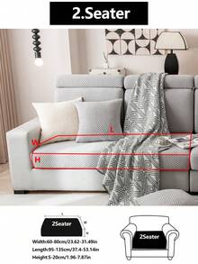 1pc Stretch Sofa Cover, Non-Slip Full Coverage Sofa Seat Cover, Suitable For All Seasons, Fabric Thickened Sofa Slipcover, Machine Washable, Dust-Proof, Pet-Friendly, Decorative Sofa Protector, Adjustable For Corner Sofa, Bedroom, Office, Living Room, L-Shaped Sofa And 1/2/3/4 Seater - Light Grey - View 14