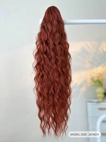 Long Water Wave Claw Ponytail Extension Red Copper Color 26 Inch Heat Resistant Fiber Synthetic Ponytail Hairpiece For Girl Women Party Daily Used
