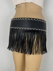 Y2K必备单品！朋克铆钉系带流苏腰带 - 甜美又酷炫的街头风必备单品，亮眼配饰，拍照完美，适合夏季、返校季、秋季、万圣节等场合。