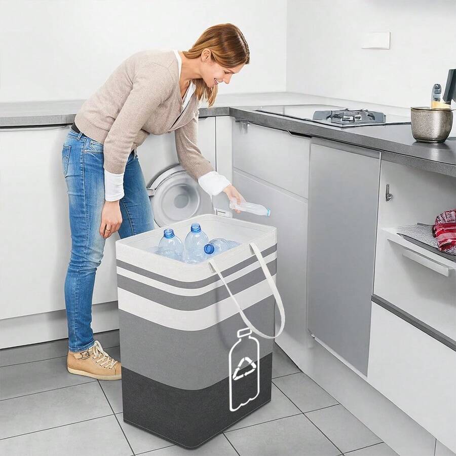 大型厨房回收箱（20 加仑）、大型室内家用回收箱，用于回收瓶子、罐子、玻璃和废塑料、纸篮、洗衣篮、玩具篮。