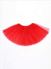1pc Star Net Yarn Skirt, 30cm Length, Suitable For Teenagers, All Season, Fluffy, Mesh, Party, Role-Play, Carnival, Christmas, Halloween, Three-Layer, Ballet, Stage, Running, Star, Puffy, Princess,