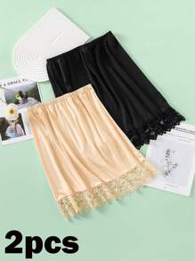 3pcs/1pc Women Waist Slip Dress With Adjustable Elastic Waistband, Anti-Static & Anti-Exposed Lining Skirt Slip Underdress For Daily Wear Fall, Autumn, Halloween