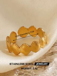 1pc Stainless Steel Fashion Ocean Element Spiral Shell & Starfish Ring, Suitable For Women Beach Holiday Travel Wear