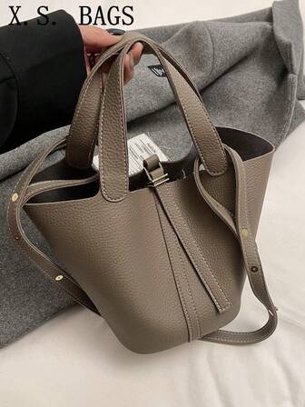 1-Piece Women's New Retro Casual Versatile Solid Color Bucket Handbag, Hot-Selling Model In Autumn And Winter, Suitable For Commuting, Daily Dating And Work, Women's Fashionable Handbag Can Be Cross-Body