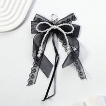 1 件仿珍珠蝴蝶结钥匙扣、包袋配件、独特手机壳串珠饰物、简约蝴蝶结设计优雅锌合金四季汽车配件包袋饰物学院风可爱哥特 Y2k 包袋挂绳带身份证夹汽车配件包袋饰物 - 黑色 - 查看 2