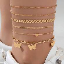 1-4pcs Simple Golden Decor Anklet Suitable For Daily Wear And Beach Vacation For Summer Vacation Travel Beach Party,Gold Jewelry
