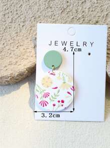 1 Pair Women's Elegant Ceramic Textured Small Yellow Flower Print Round Acrylic Earrings