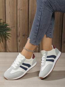 Women's Casual Sports Shoes, Non-Slip Sports Sneakers, New Spring/Summer Lightweight Running Shoes For Students, Popular White, Beige, Red Canvas Shoes, Soft Sole Rope Skipping Shoes, Daily Casual Breathable Athletic Trainers With Shock Absorption, Lightweight Walking Running Sneakers For Women