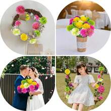 2/4/6/8/10pcs Simulated Ball Chrysanthemum Dandelion Simulated Dandelion Ball Artificial Flower Bouquet Wedding Party Home Desktop Decoration - Multicolor - View 6