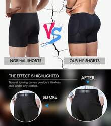 Men Padded Underwear Men Butt Lifter Hip Enhancer Briefs Boxers Shorts Booty Shaper Pants With Removable Padded - 黑色 - 查看 3