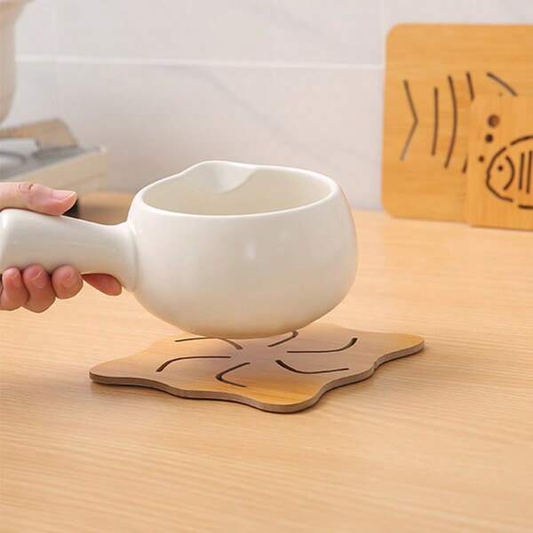 Wooden Cartoon Heat-Resistant Placemats, Non-Slip Pot Holder, Creative Cute Coasters For Dining Table, Cup & Bowl