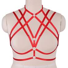 Gothic Sexy Belt With Adjustable Harness Bra Plus Size Hollow Out Lingerie Accessories Halloween Rave - Multicolor - View 9