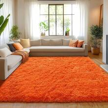 Area Rugs For Living Room, Large Fluffy Orange Rug For Bedroom, Soft Shag Shaggy Fuzzy Carpets For Boys And Girls Dorm Room Home Decor - Orange - View 2