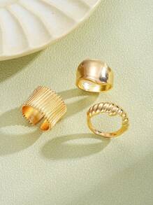 8/5/3pcs Set Oversized, Textured, Asymmetrical-Shaped, Multi-Layer, Hollow Design, Metallic Chunky Rings, Exaggerated, Sexy, Fashion, Simple, Elegant, Retro Design, Holiday, Party, Date, Gift, Daily Wear