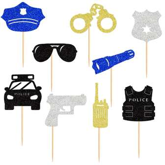 警察主题蛋糕装饰，适合警察生日、婴儿送礼会、警察退休或警察学院毕业派对蛋糕装饰