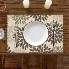 A Set Of 4/6pcs Spring And Summer Placemats Designed With Colorful Spring Flower Patterns, Woven From 100% Polyester Fiber, Machine Washable Polyester Placemats With Multiple Color Patterns To Choose From, Heat-Resistant, Stain Resistant, Waterproof, Easy To Clean, Suitable For Coffee Table Decoration, Holiday Party Decoration, Table Protection, Kitchen And Living Room Decoration