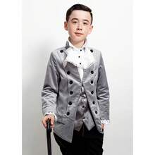Boy's False Two-Piece Blazer Slim Fit Velvet Dinner Jacket Elegant Party Suits - Grey - View 3