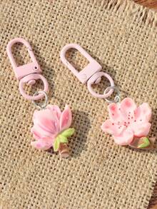 5个彩色透明小花钥匙扣，可爱钥匙圈包包挂饰，适用于耳机包、汽车配件、学校哥特风Y2K圣诞礼物创意包包配件挂绳带证件夹汽车配件包包挂饰汽车配件老师朋友姐妹