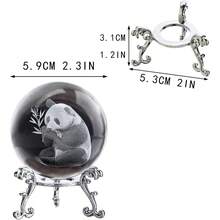 1pc 60mm Glass Laser Engraved Panda Ball With Stand, Crystal Cute Panda Collectible Figurine, Tabletop Centerpiece Decor, Paperweight, Home Panda Gift