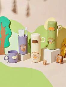 1件套卡通熊牙刷牙膏架套装，便携式旅行牙膏管盒，无香型，情侣旅行牙刷收纳盒，学生牙刷杯带盖