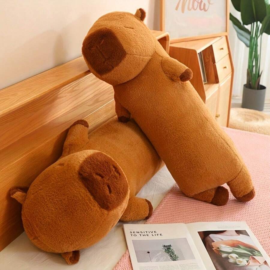 50CM. Gối nhồi bông Capybara dài dễ thương, Gối thân động vật màu nâu sẫm chân thực, Kết cấu siêu mềm mại như thật, Thích hợp để trang trí nhà cửa và làm quà tặng cho người yêu thú cưng, Đồ chơi nhồi bông bền, Quà tặng sinh nhật và nhiều quà tặng ngày lễ khác - Nhiều màu - Xem 1