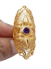 1 pieza Anillo de cobre chapado en oro de 24 quilates, accesorio diario de estilo de Dubai para mujeres