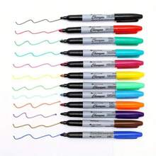 12pcs Fine Tip Black Permanent Marker Pens, Assorted Color Markers Suitable For Office, School And Craft Projects