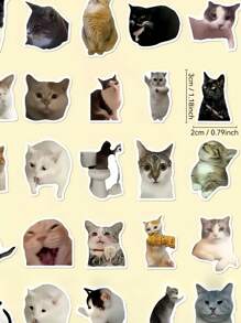 202/404 Pcs Cute Cat Meme Stickers Creative DIY Funny Stickers For Scrapbooking, Diary, Phone Case, Fridge, Waterproof, No Battery, No Feather, Suitable For Notebook, Scrapbook, DIY Crafts, Laptop, Phone Case