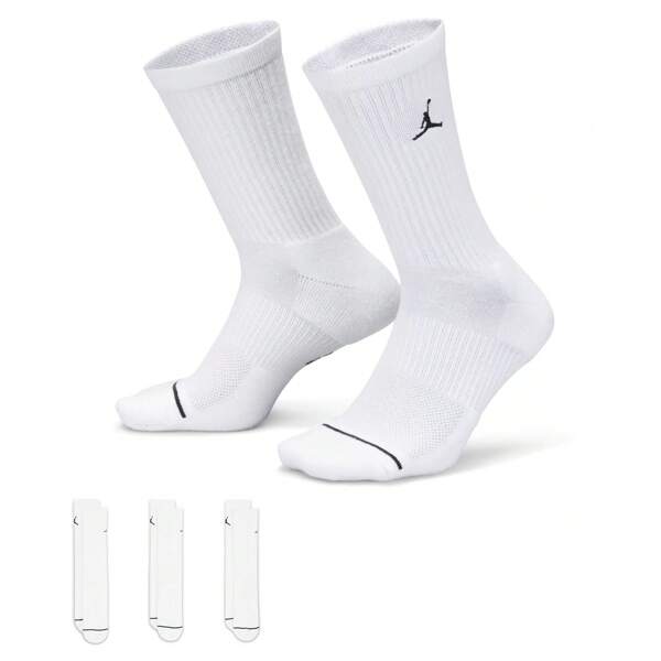 Jordan 3 Pairs Men/Women's U J Everyday Cushioned Polyester Crew Socks, DX9632-100