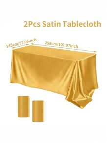 2 Pieces White Satin Wedding Tablecloth - Elegant Rectangular Polyester Table Cover 101.9 Inches X 57 Inches For Weddings, Birthdays, Halloween, Graduation Parties - Durable, Easy To Clean, Available In A Variety Of Colors, Wedding Dining Table Decorations, Christmas Decorations