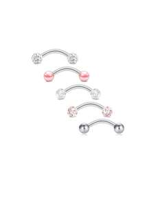 AVYRING 5 件眉毛耳钉珠宝 16G 耳环垂直唇钉唇饰弯曲杠铃眉环小肚环耳轮耳蜗海螺耳钉珠宝 - 彩色 - 查看 8