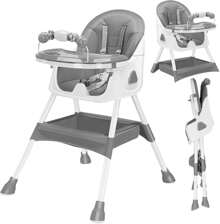 UBRAVOO Baby Chair, High Low Chair, Kids Chair, 6 Months - 3 Years Old, Folding, 5-Point Safety Belt, Includes Storage Bag, Adjustable Height, Easy Assembly, Lightweight, Baby Food, Multi-Functional,