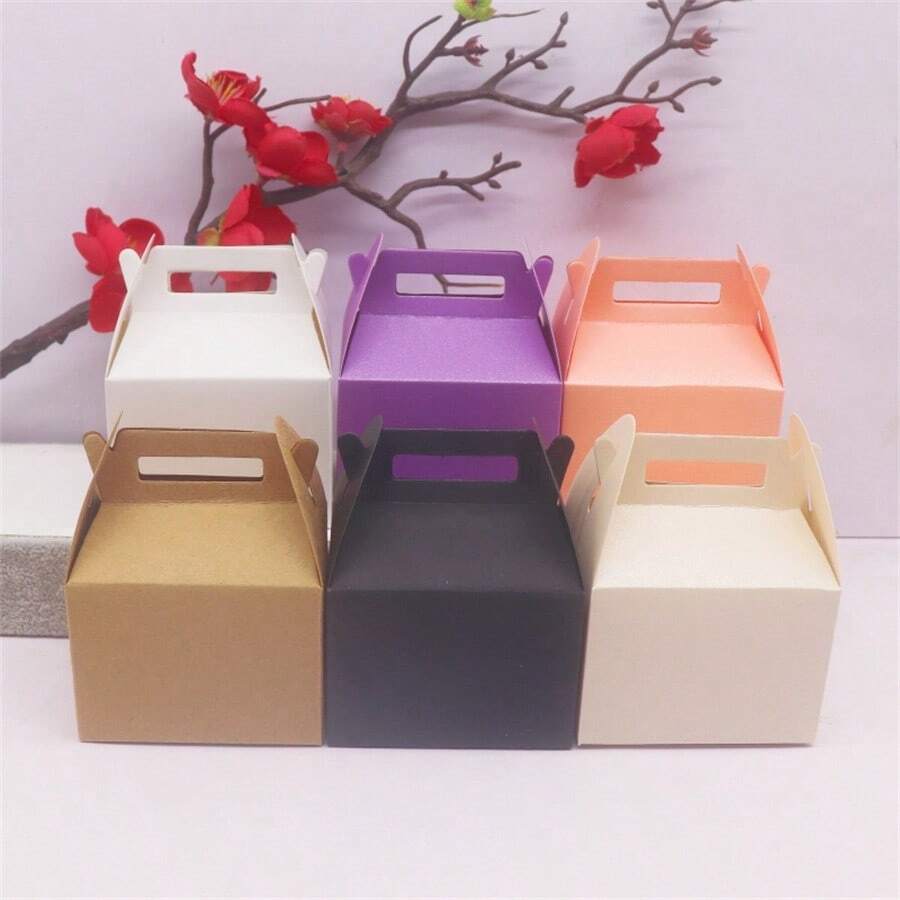 10pcs Black/White/Kraft Paper/Pink/Purple Candy Carrying Box Gift Box Paper Box - Black/white/kraft Paper/pink/purple Candy Carrying Box - View 1