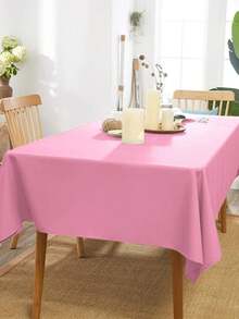 5 件塑料桌布，适用于长方形桌子的一次性桌布，粉色桌布，适用于圣诞派对、生日派对、婚礼 - 粉色 - 查看 4