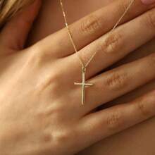 1pc Minimalist Fashion Collar Bone Chain With Smooth Cross Pendant Necklace, Korean/Japanese Inspired