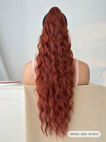 Long Water Wave Claw Ponytail Extension Red Copper Color 26 Inch Heat Resistant Fiber Synthetic Ponytail Hairpiece For Girl Women Party Daily Used
