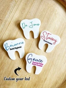 1pc Customized Acrylic Dental Name Tag, Personalized Dental Name Tag, Tooth Pin, Dental Graduation Gift, Hygienist Name Badge, Dental Assistant Gift, Tooth Tag, Staff Gift, Dentist