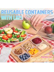 20pcs Portable Dual Compartment Condiment Containers - Reusable Plastic Sauce And Dip Trays, Multi-Function Dip Cups With Lids, Salad Sauce Take-Out Containers, Seasoning Boxes With Dual Compartments, Dual Compartment Snack Containers For Take-Out Sauces, Back To School, Halloween, Travel Snacks And Sauces, Beach Snacks, Christmas, Halloween, Mother's Day, 4th Of July, Parties, Birthday Parties, Gatherings